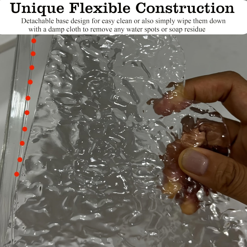 2pcs Antique Metal Finish Shower Splash Guards, Acrylic Tub Corner Protectors, 8.5 x 7.4 x 0.12 Inches, Latex-Free Plastic Material, Bathroom Safety & Decor