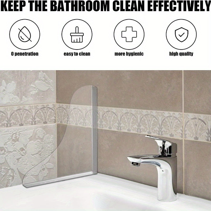 2-Pack Clear Acrylic Splash Guard 2-Pack Clear Acrylic Bathroom Splash Guard - Easy to Clean, Hygienic Shower Bathtub Water Barrier - Durable Plastic Sink Splashproof Baffle for Homeowners