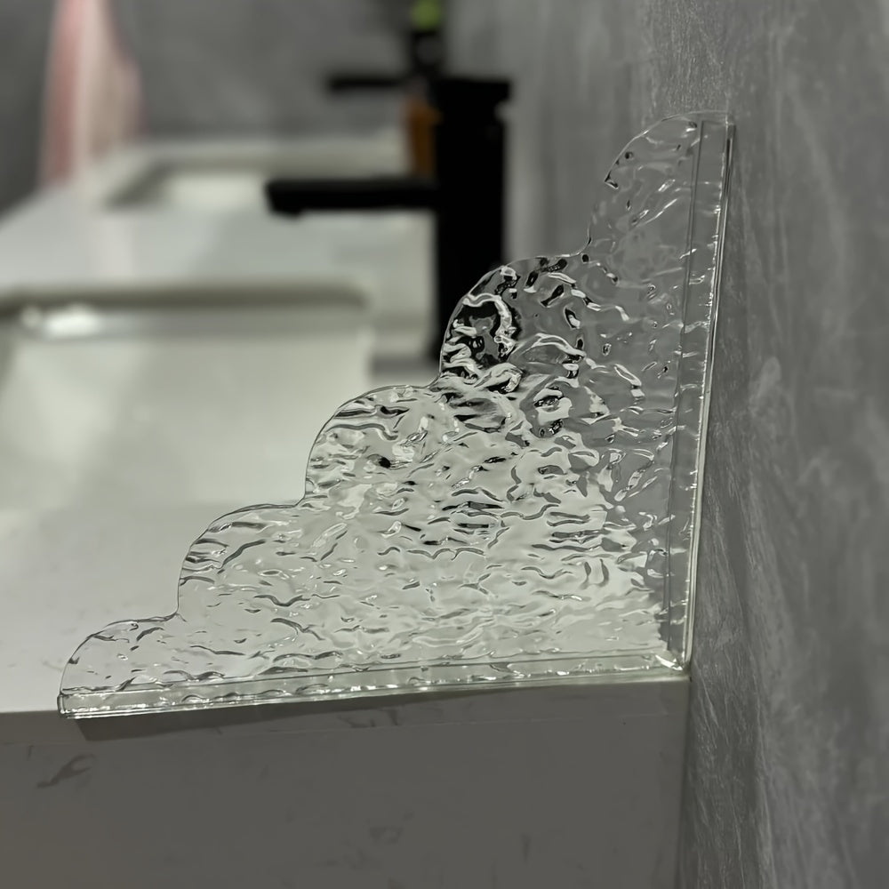 2pcs Antique Metal Finish Shower Splash Guards, Acrylic Tub Corner Protectors, 8.5 x 7.4 x 0.12 Inches, Latex-Free Plastic Material, Bathroom Safety & Decor