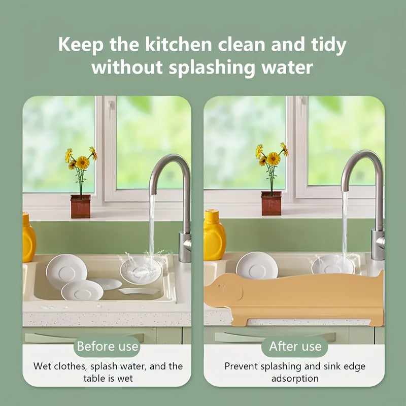 Adorable Puppy Silicone Sink Splash Guard - Durable Non-Slip Suction Cup Mount, High Quality Anti-Oil Splash Barrier for Kitchen & Bathroom Sinks, Cute Dog Design Countertop Protector, Playful Home Accessory