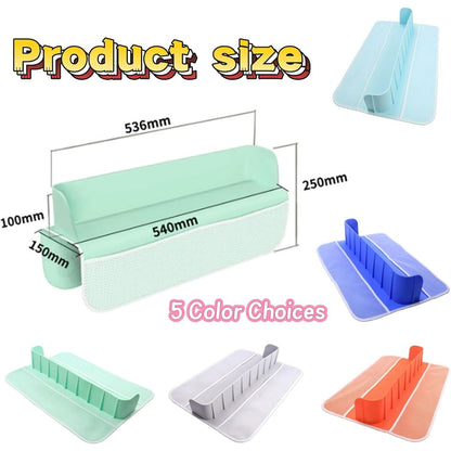 YIOBUDE Splash Guard for Bathtub,21.7'' Silicone Bathtub Splash Guard, Bathtub Splash Guard with 4 Mesh Storage Organizer,with 8 Suction Cups Topper Splash Guard (Green)