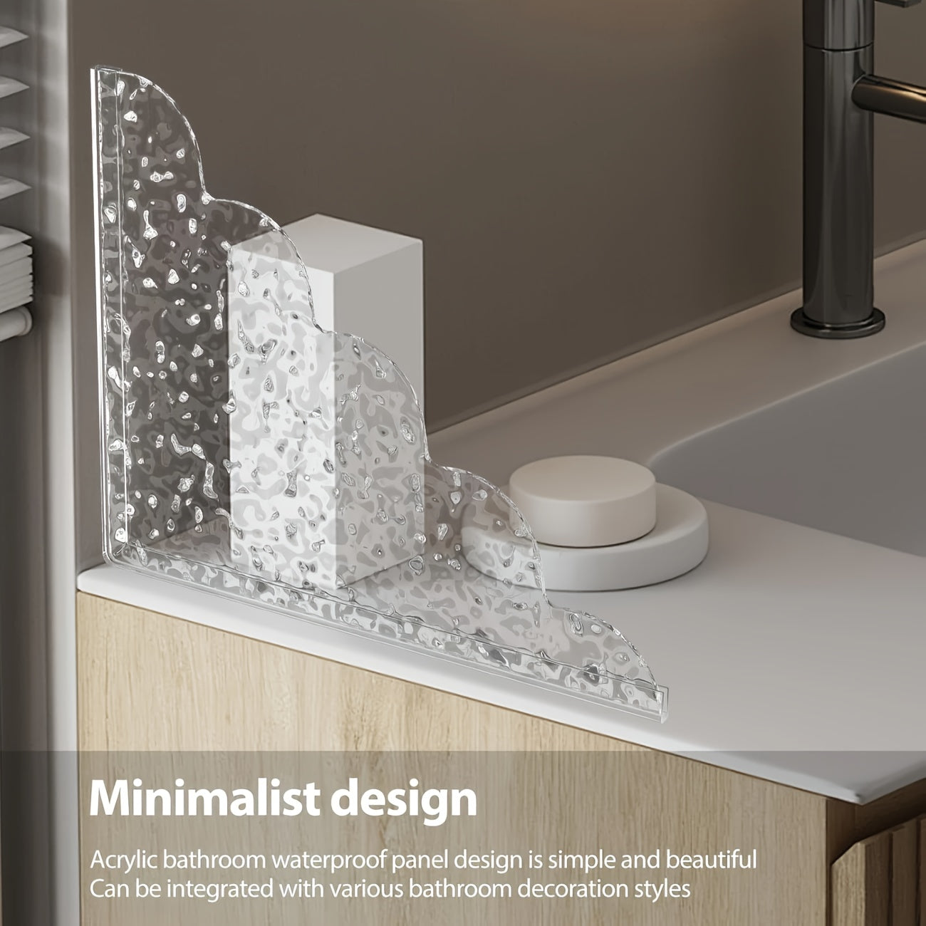 2pcs Antique Metal Finish Shower Splash Guards, Acrylic Tub Corner Protectors, 8.5 x 7.4 x 0.12 Inches, Latex-Free Plastic Material, Bathroom Safety & Decor