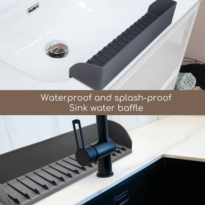 Upgraded Suction Power Sink Guard Premium Silicone Sink Splash Guard for Kitchen and Bathroom - Non-Slip Suction Cup Base, Upgraded Suction Power - Dishwasher Safe Faucet Cover Drainage Mat, Kitchen Sink Splash Guard, Cleaning, Faucet Cover