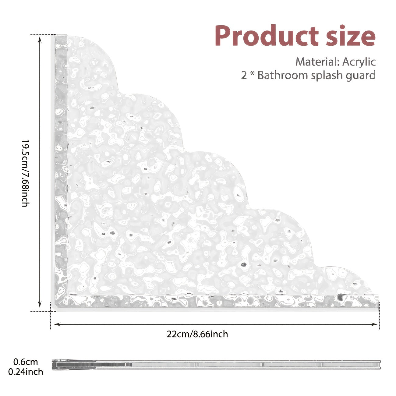 2pcs Antique Metal Finish Shower Splash Guards, Acrylic Tub Corner Protectors, 8.5 x 7.4 x 0.12 Inches, Latex-Free Plastic Material, Bathroom Safety & Decor