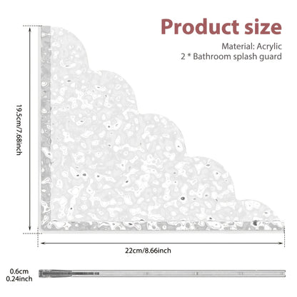 2pcs Antique Metal Finish Shower Splash Guards, Acrylic Tub Corner Protectors, 8.5 x 7.4 x 0.12 Inches, Latex-Free Plastic Material, Bathroom Safety & Decor