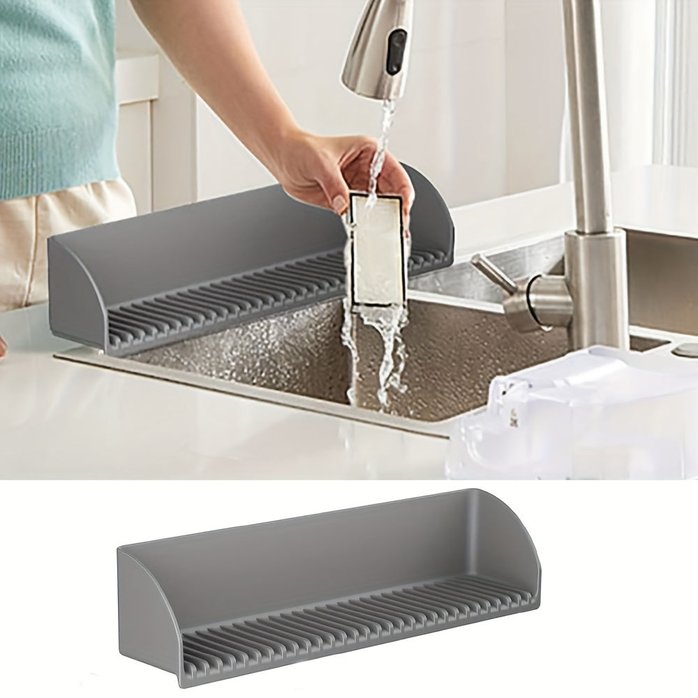 Upgraded Suction Power Sink Guard Premium Silicone Sink Splash Guard for Kitchen and Bathroom - Non-Slip Suction Cup Base, Upgraded Suction Power - Dishwasher Safe Faucet Cover Drainage Mat, Kitchen Sink Splash Guard, Cleaning, Faucet Cover