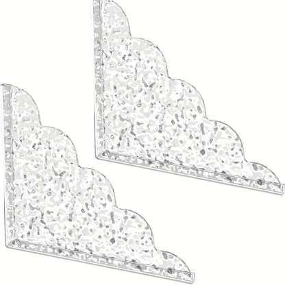 2pcs Antique Metal Finish Shower Splash Guards, Acrylic Tub Corner Protectors, 8.5 x 7.4 x 0.12 Inches, Latex-Free Plastic Material, Bathroom Safety & Decor