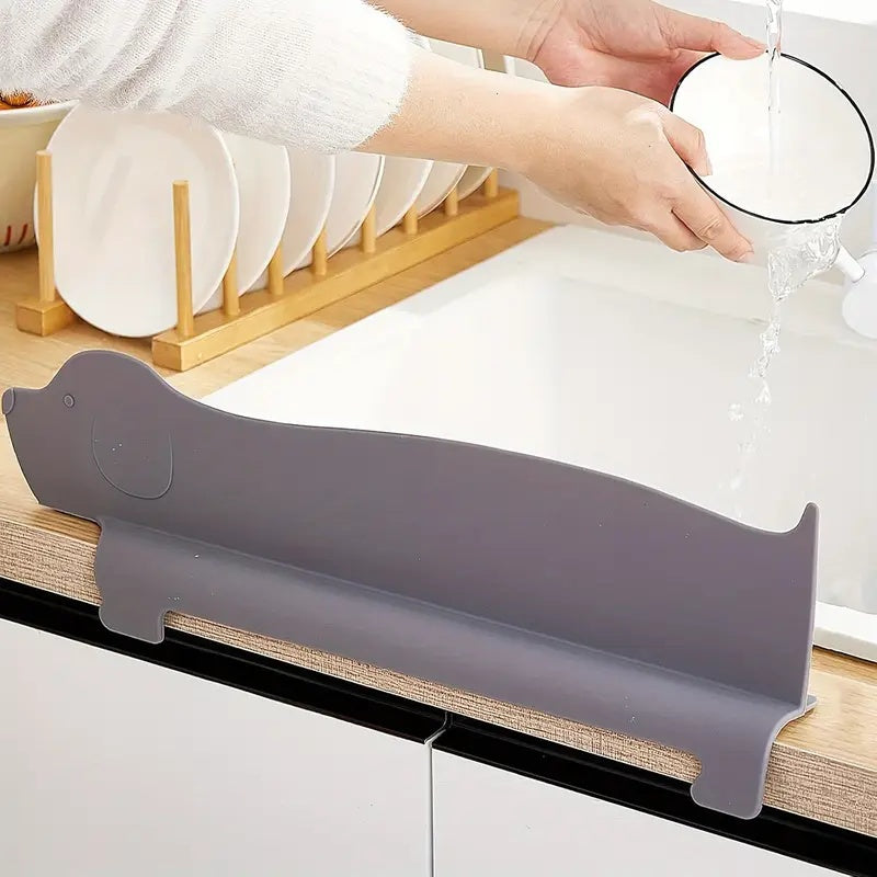 Adorable Puppy Silicone Sink Splash Guard - Durable Non-Slip Suction Cup Mount, High Quality Anti-Oil Splash Barrier for Kitchen & Bathroom Sinks, Cute Dog Design Countertop Protector, Playful Home Accessory