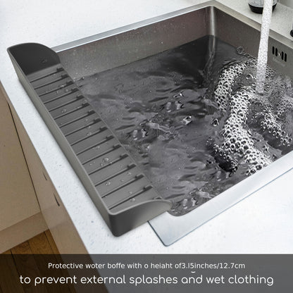 Upgraded Suction Power Sink Guard Premium Silicone Sink Splash Guard for Kitchen and Bathroom - Non-Slip Suction Cup Base, Upgraded Suction Power - Dishwasher Safe Faucet Cover Drainage Mat, Kitchen Sink Splash Guard, Cleaning, Faucet Cover