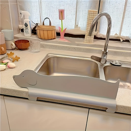 Adorable Puppy Silicone Sink Splash Guard - Durable Non-Slip Suction Cup Mount, High Quality Anti-Oil Splash Barrier for Kitchen & Bathroom Sinks, Cute Dog Design Countertop Protector, Playful Home Accessory